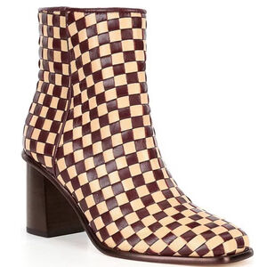 Antonio Melani’s Vance Leather Checkered Print Dress Booties Size 6.5